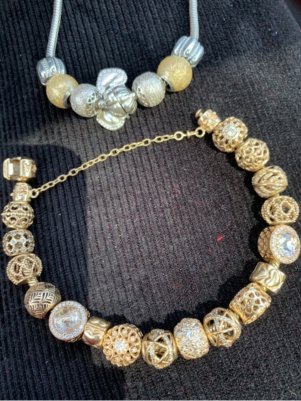 Pandora Gold-Tone Charm Bracelet with Sparkling Cubic Zirconia Accents